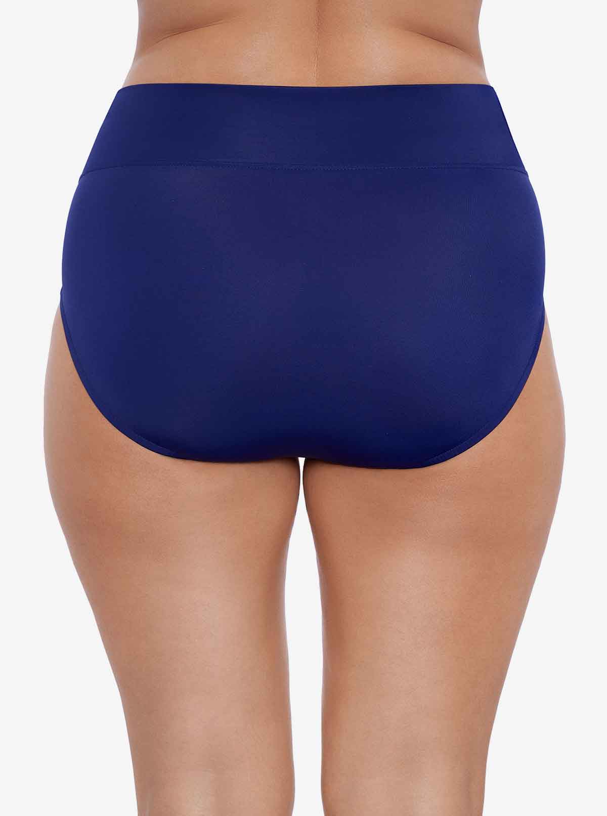 Back view of navy-blue swim bottoms