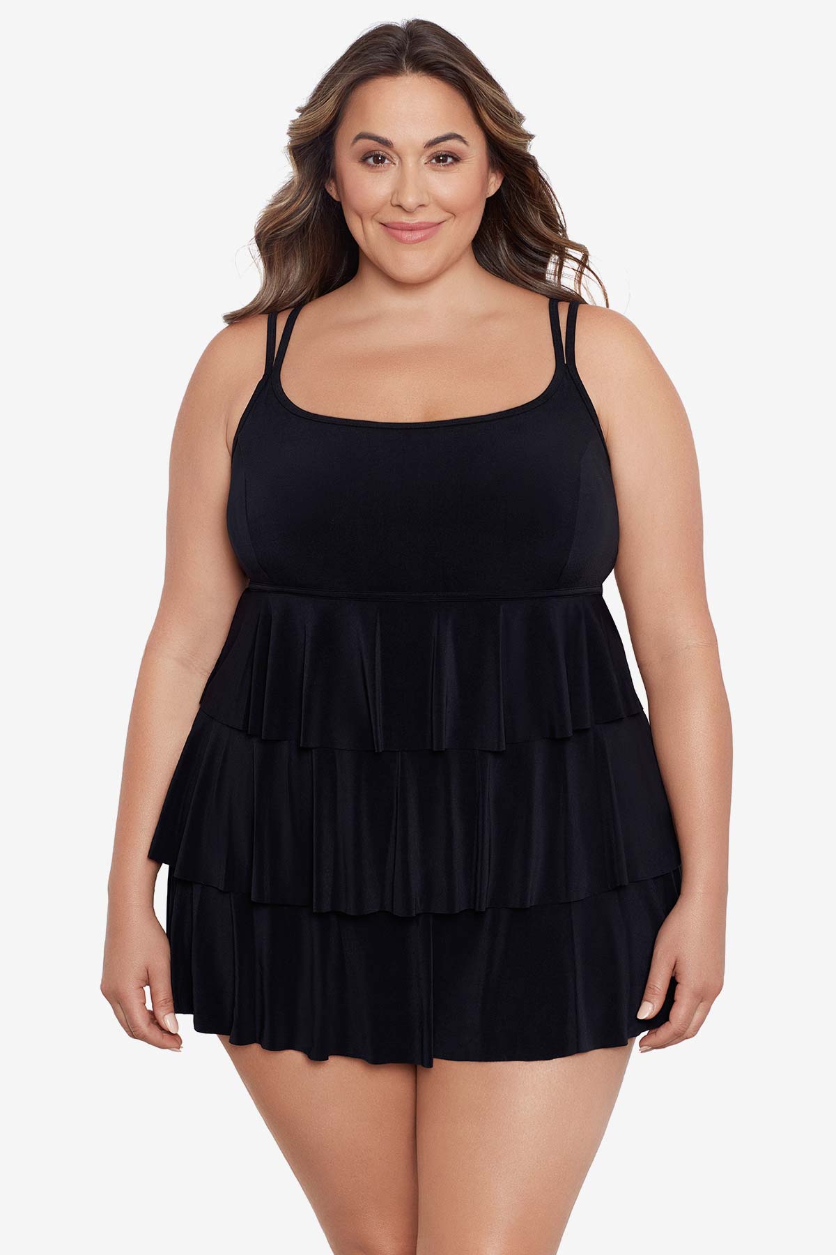 Triple Tier Swim Dress in Night Gala