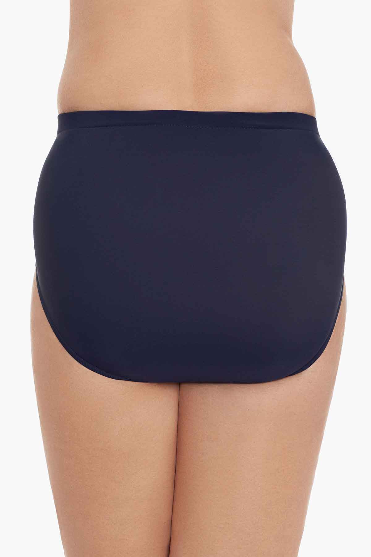 Back view of navy-blue swim bottoms
