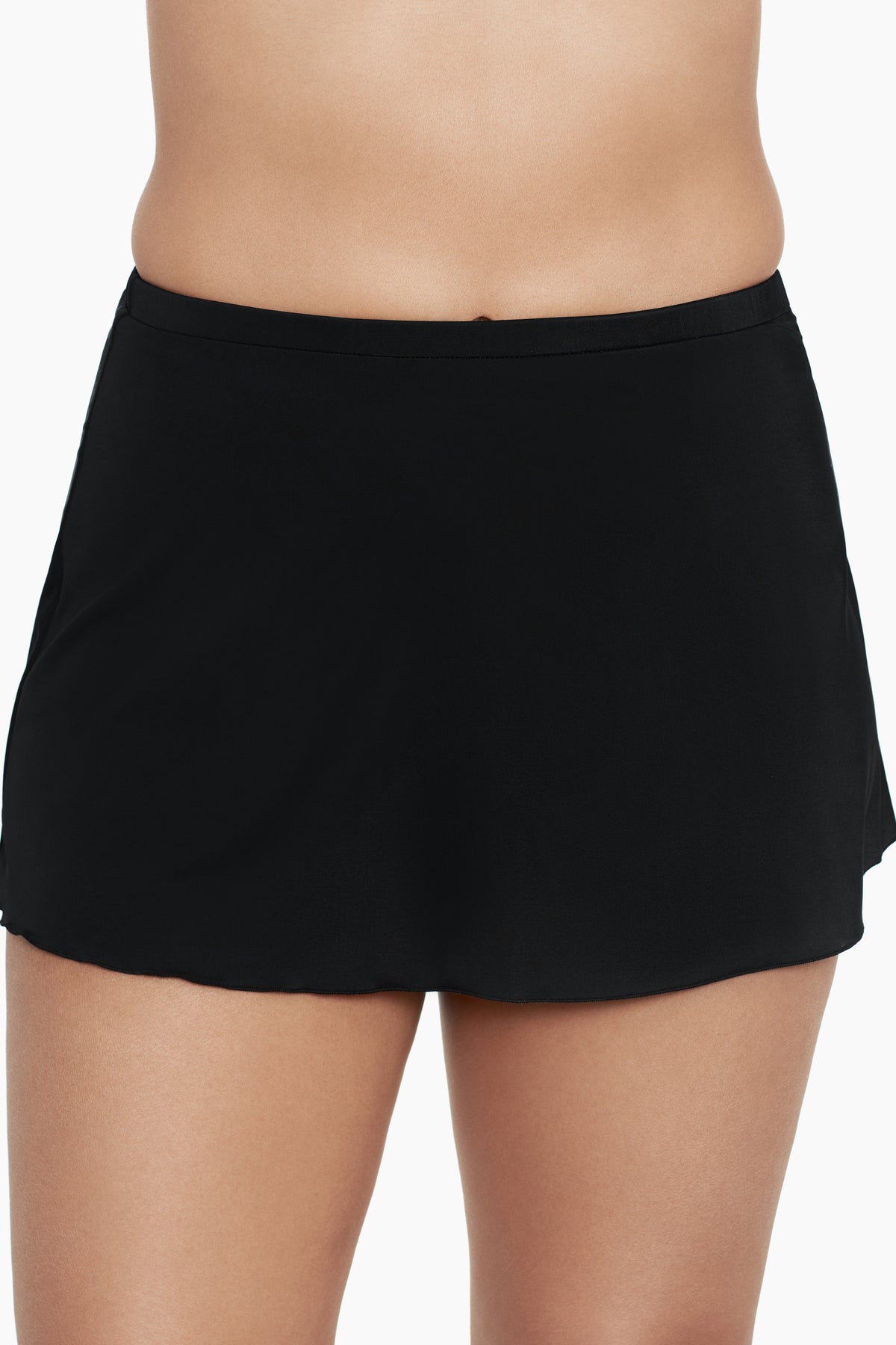 Front view of black swim skirt