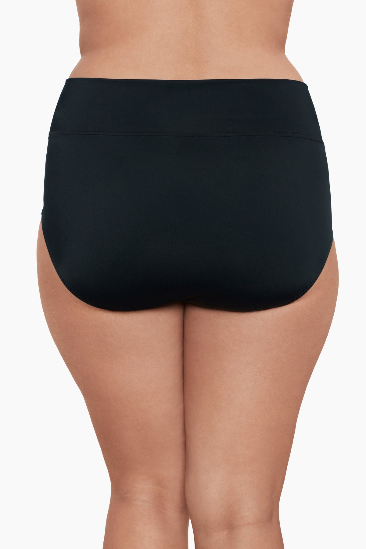 Back view of black swim bottoms