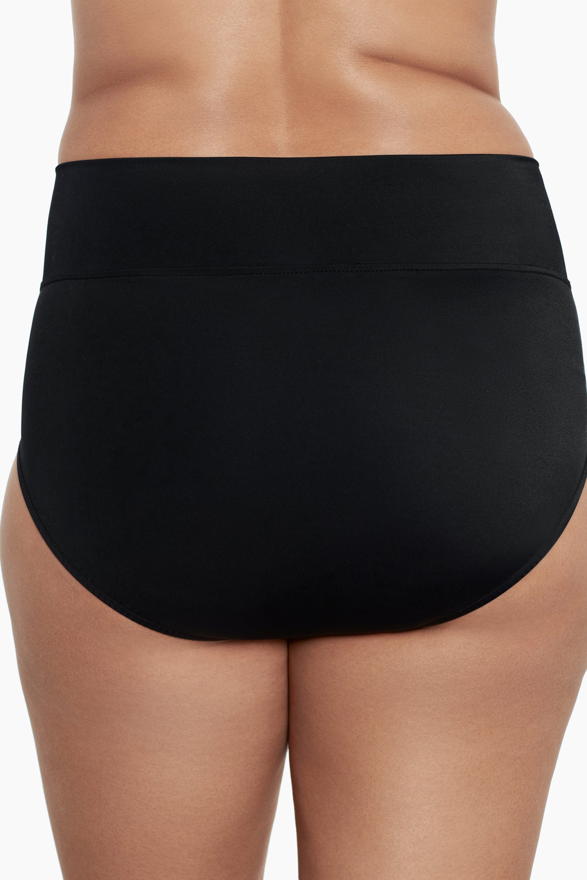 Back view of black swim bottoms
