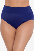 Front view of navy-blue swim bottoms