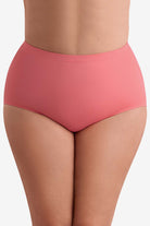 Front view of coral pink swim bottoms