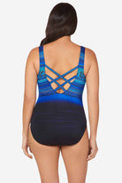 X Back One Piece Swimsuit in Paisley Park