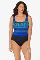 Scoop Neck One Piece Swimsuit in Paisley Park