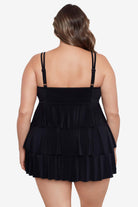 Back view of Triple Tier Swim Dress in Night Gala