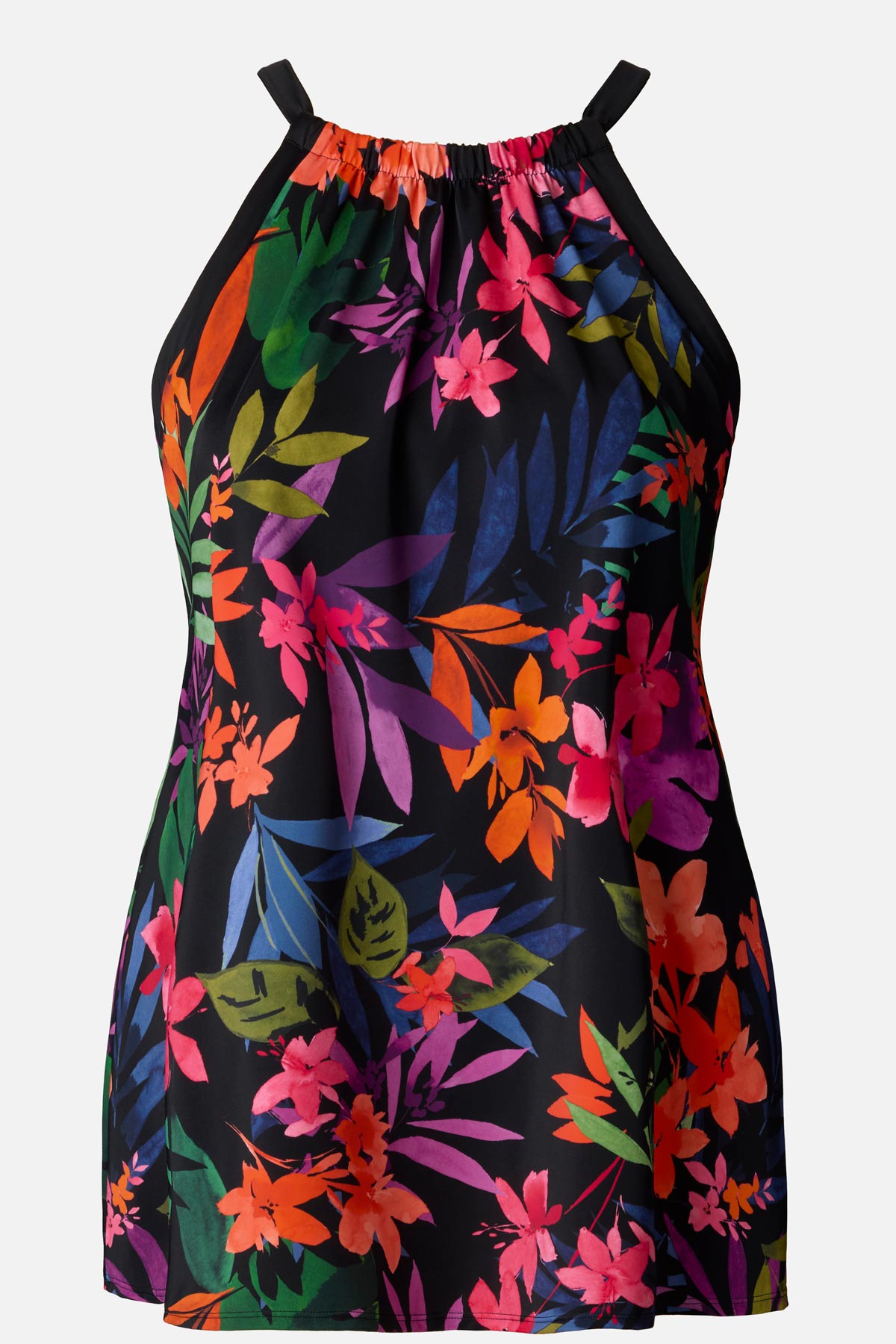 Multicolored floral printed halter swim dress