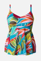 Multicolored abstract printed tankini top