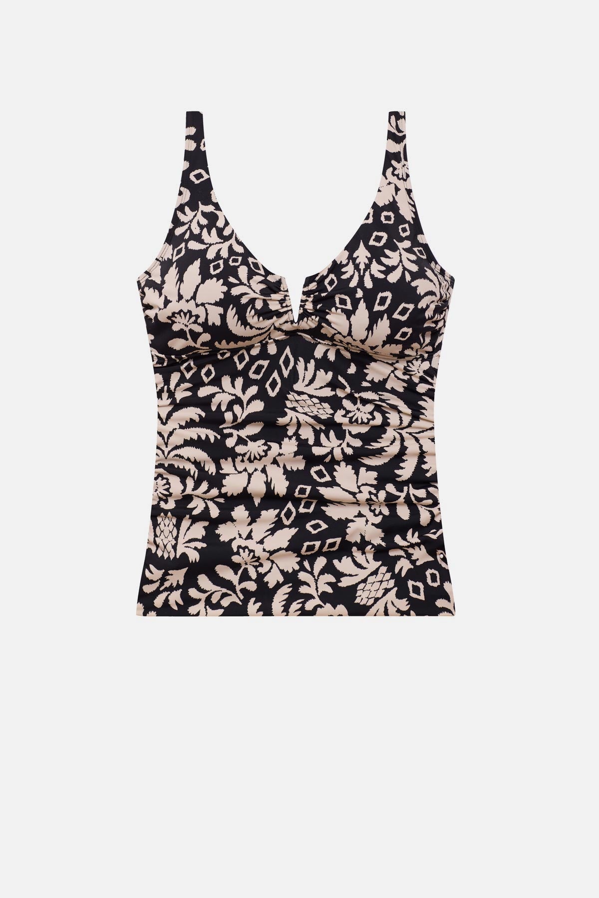 Black and white palm tree printed tankini top