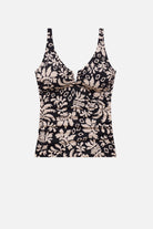 Black and white palm tree printed tankini top