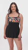 Woman wearing a floral print at the bust swim dress