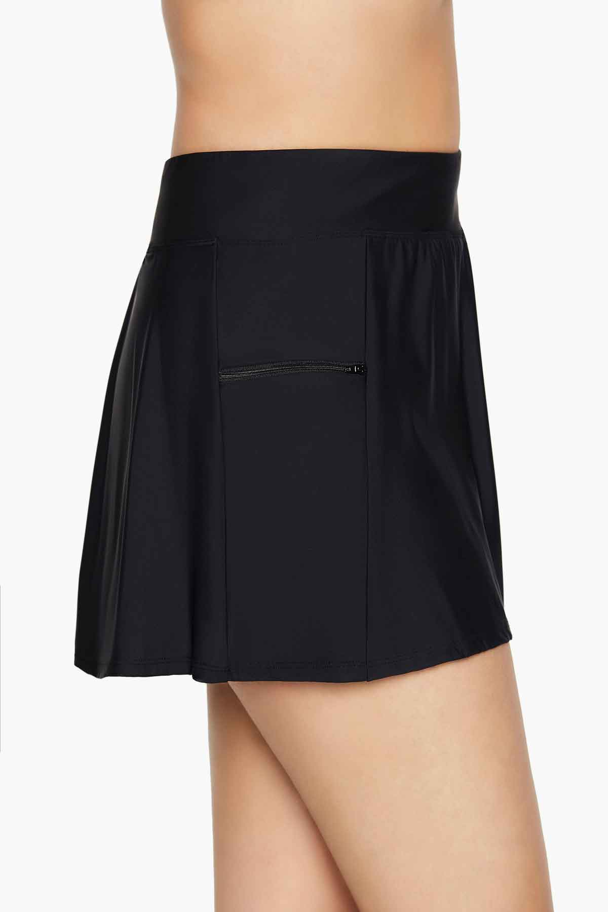 Side of black swim skirt
