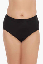 Front view of black swim bottoms