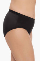 Side view of black swim bottoms