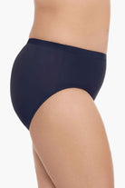 Side view of navy-blue swim bottoms