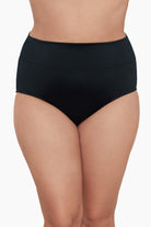 Front view of black swim bottoms