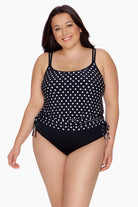Side Ruched Blouson Swimsuit in Luna Dot