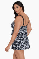 Side view of Triple Tier Swim Dress in Caprice