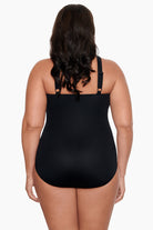 Back view of Crossover Inset Tank One Piece in Private Party