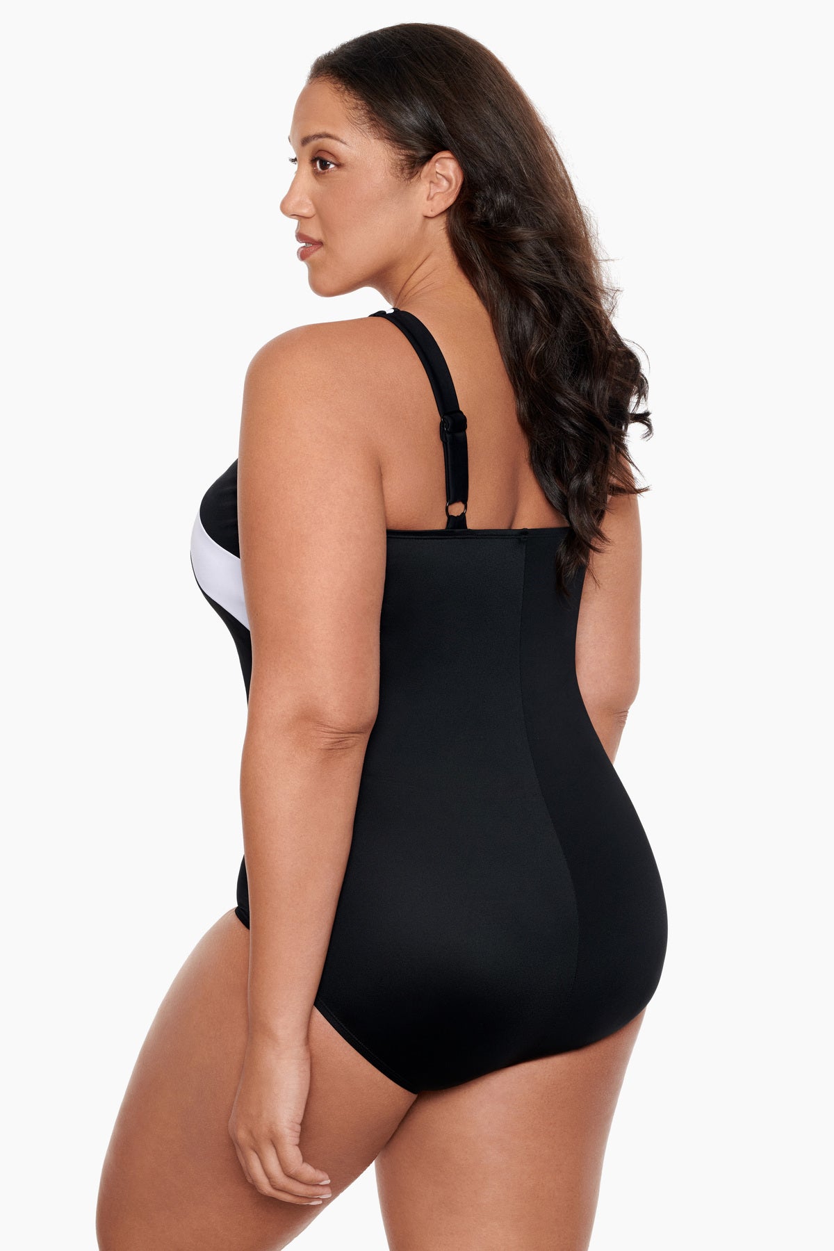 Side view of Crossover Inset Tank One Piece in Private Party