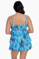Back view of Triple Tier Swim Dress in Fanciful