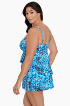 Side view of Triple Tier Swim Dress in Fanciful