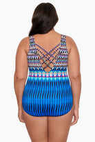 Back view of Triple X Back Tank One Piece in Sparkle Park