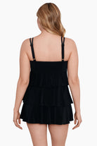 Back view of Triple Tier Swim Dress in Night Gala
