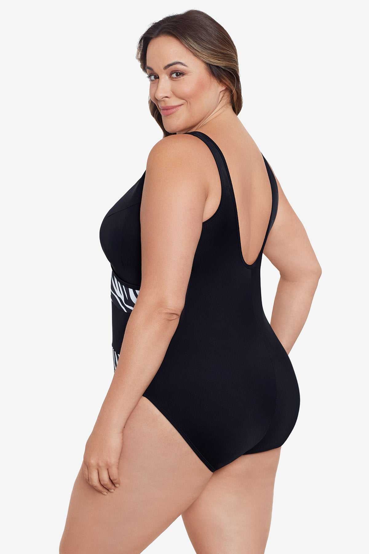 Side view of Faux Surplice Tank One-Piece in Animal Instinct